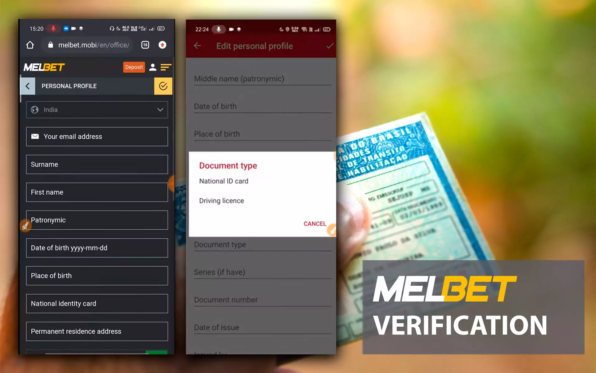 The verification process at Melbet Brazil.